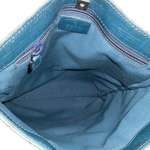 Gucci GG Supreme Flat Vertical Tote with Teal Leather trim and accents - Picture 7 of 15